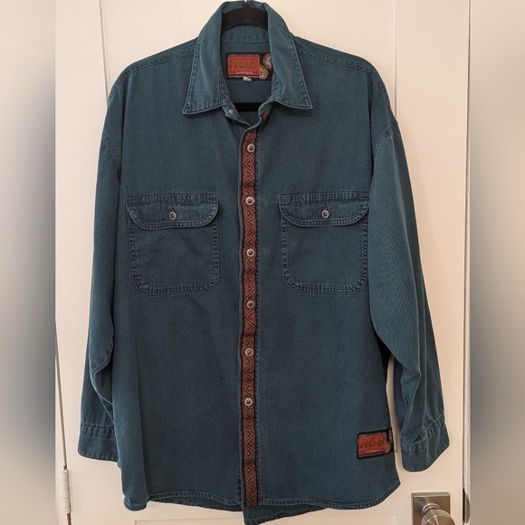 RGB Browns Trade Mark Vintage Teal Denim & Aztec Print Button Up - Picture 8 of 12